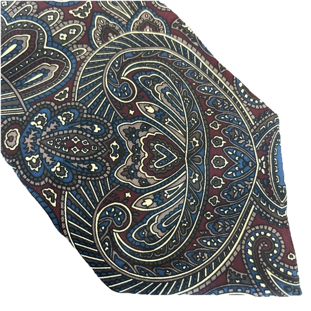 Brooks Brothers Established 1818 Silk‎ USA Made Tie Paisley Blue Burgundy 56"